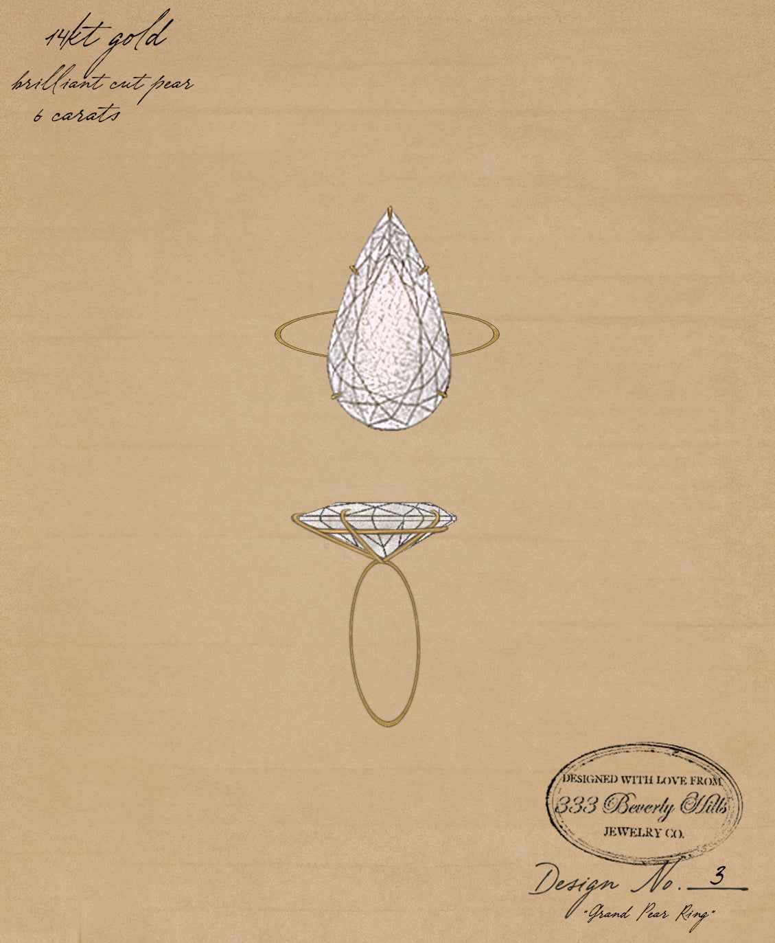 The 14KT Grand Pear Ring