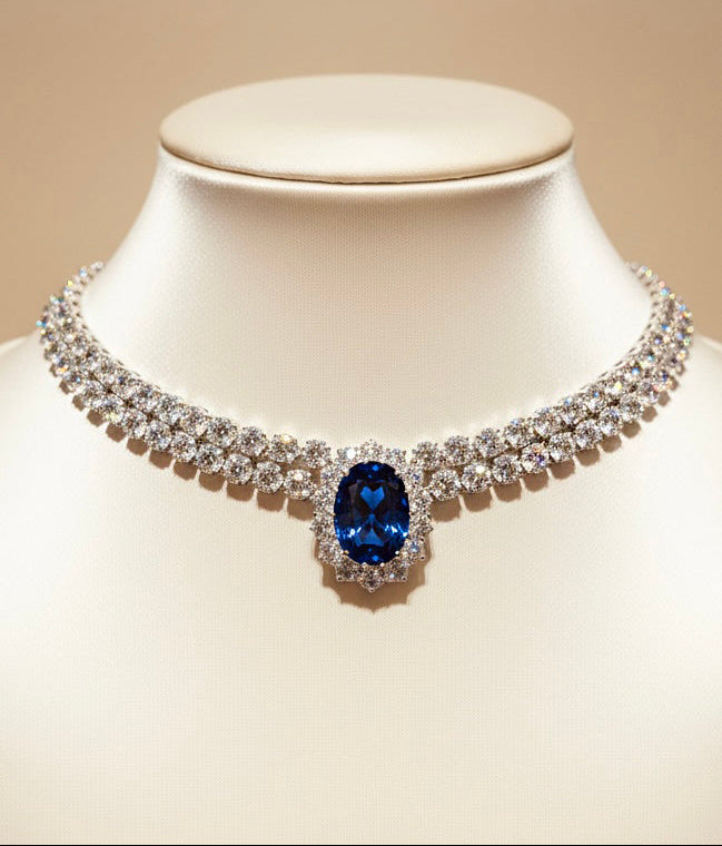 Blue Sapphire Necklace SV925、SV950 Grand Sapphire Necklace – 333 Beverly Hills