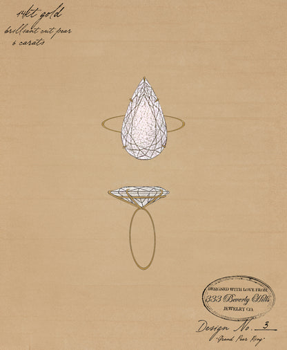 The 14KT Grand Pear Ring